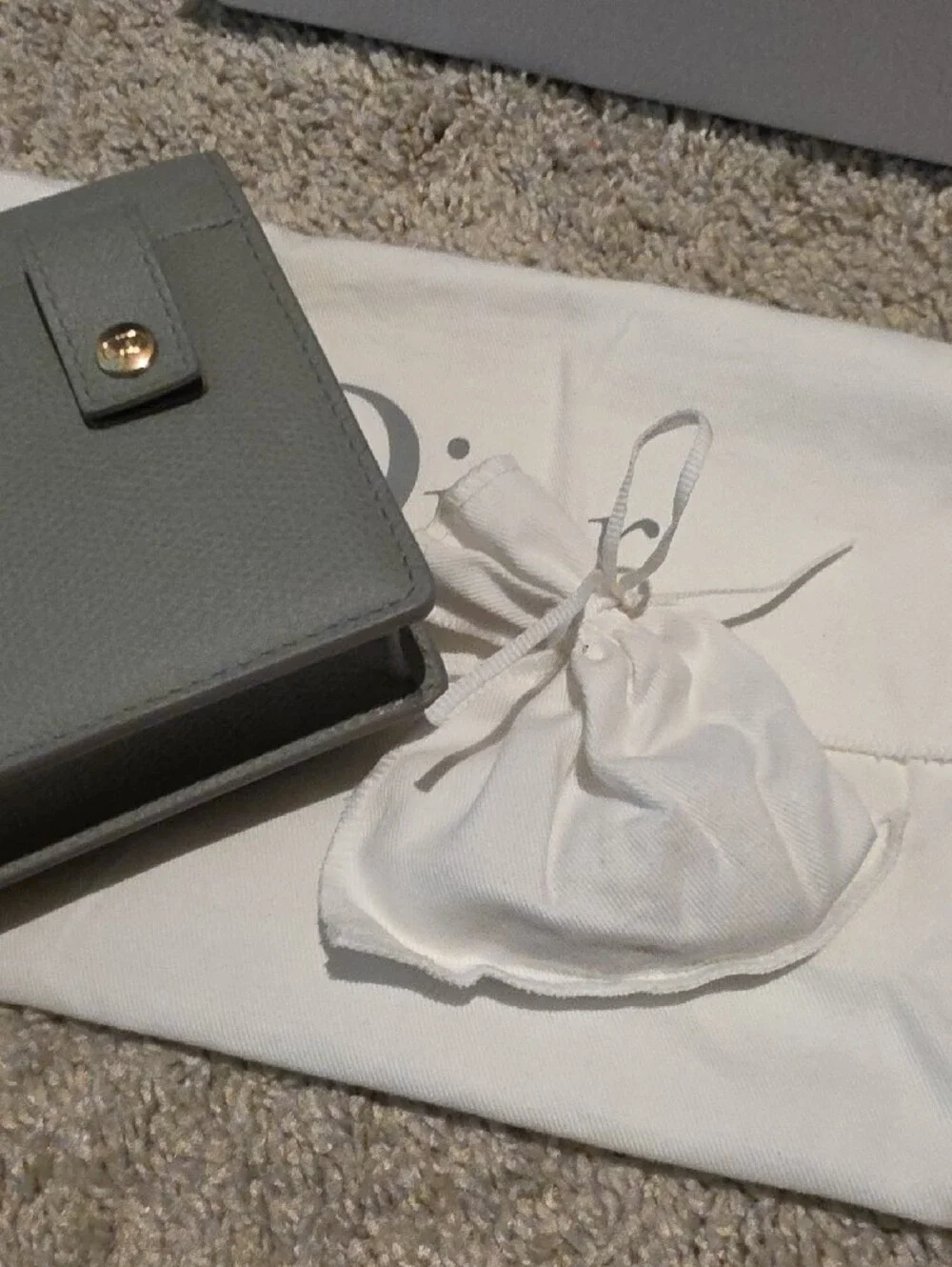 Dior Gray Leather Clutch with Gold CD Hardware